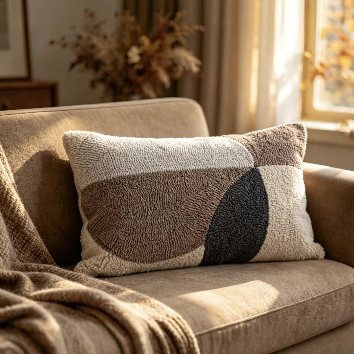 Chenille Decorative Cushion with Abstract Pattern