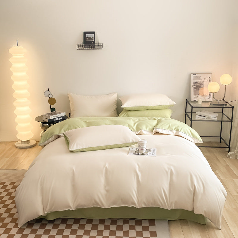 Brushed Cotton Bedding Set with Piped Edge, Reversible Bedding