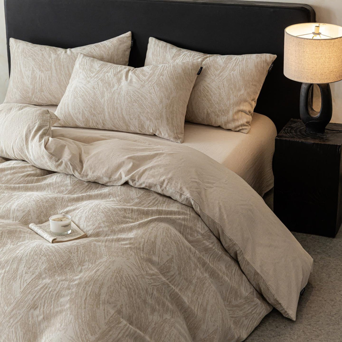 Cotton and Linen Jacquard Quilt Cover, Wabi-Sabi Bedroom