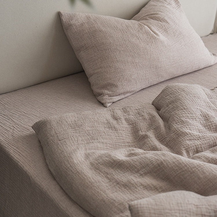 Textured Linen-Cotton Muslin Bedding Set, Bedroom Textiles