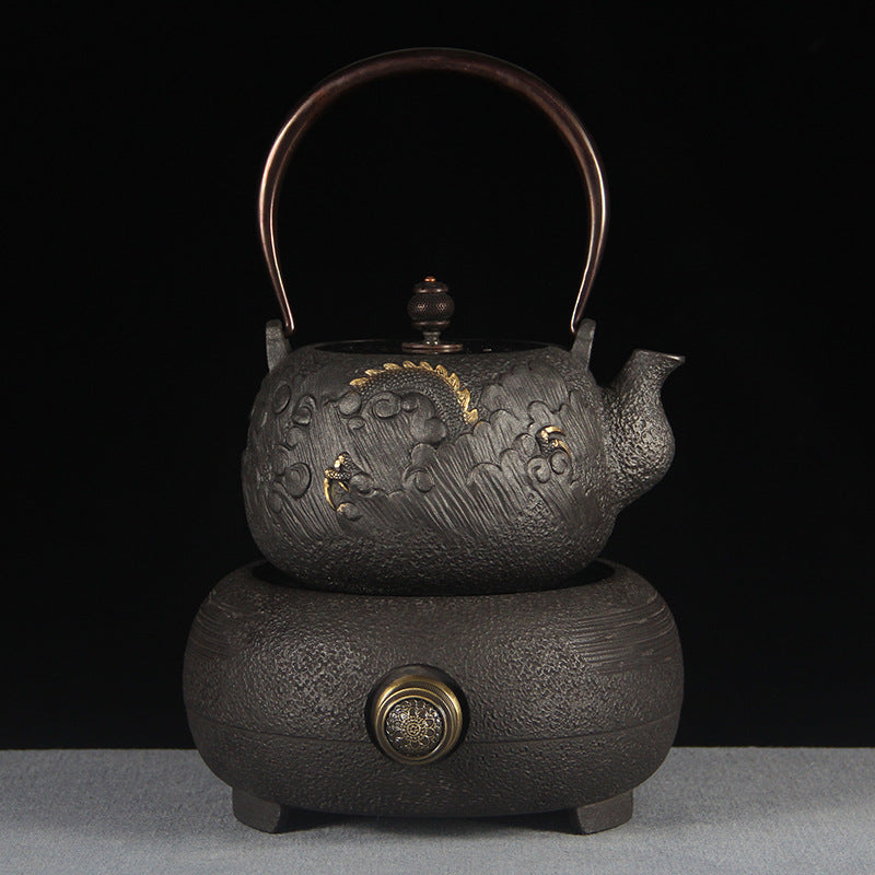 Cast Iron Tetsubin Tea Kettle with Electric Hotplate, Japanese Tea Set