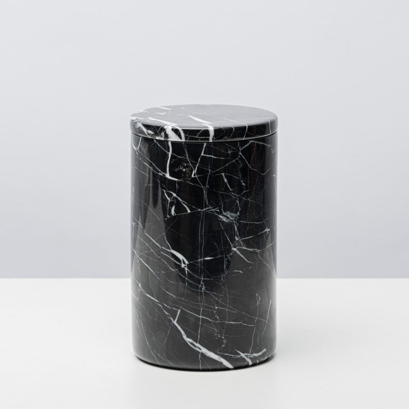 Black Marble Lidded Box with White Veining