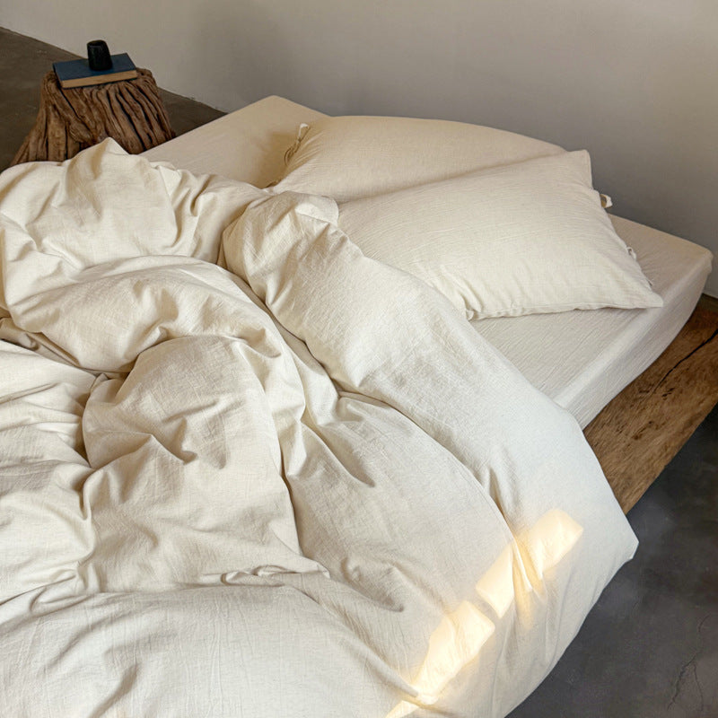 Cotton-Linen Bedding Set with Jacquard Texture, Wabi-Sabi Style