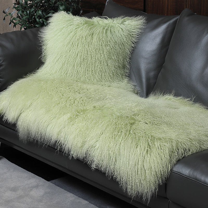 Mongolian Long-Haired Lambskin Cushion