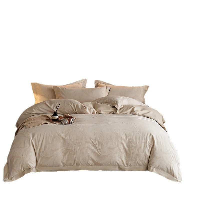 Brushed Jacquard Satin Bedding Set with Ornamental Pattern