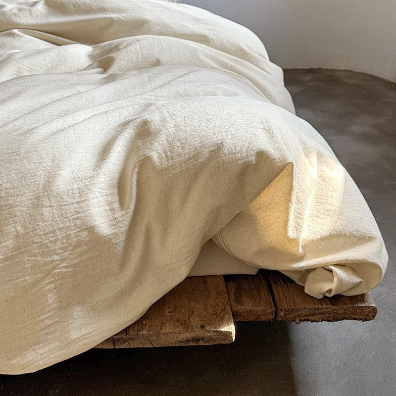 Cotton and Linen Bedding Set with Ties, Natural Bedding