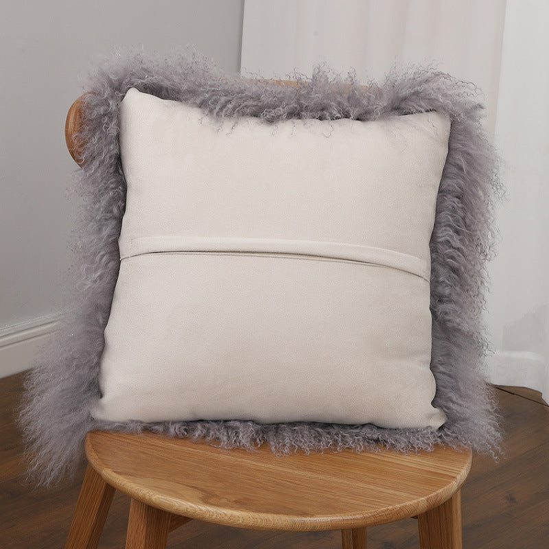 Mongolian Long-Haired Lambskin Cushion