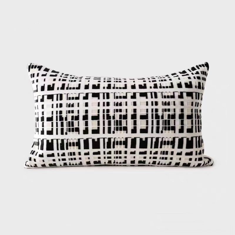 Textured Jacquard Decorative Cushion with Grid Pattern