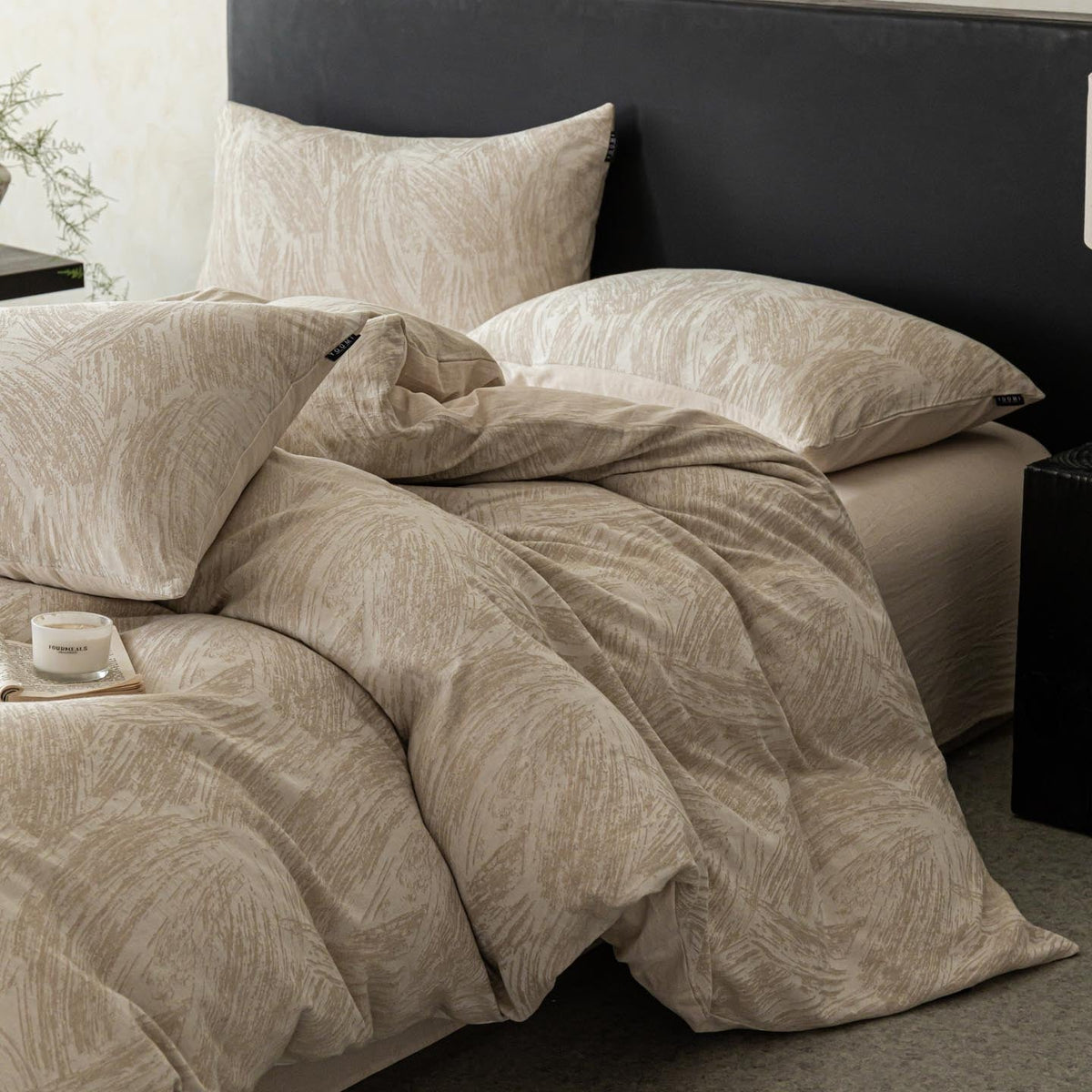 Cotton and Linen Jacquard Quilt Cover, Wabi-Sabi Bedroom