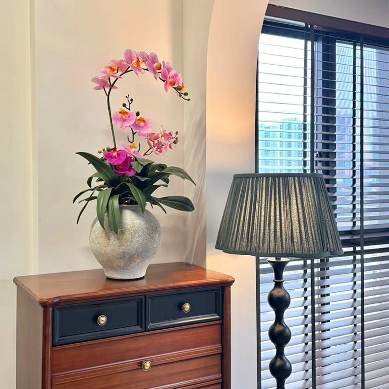 Artificial Flowers, Orchid Arrangement with Rounded Ceramic Pot