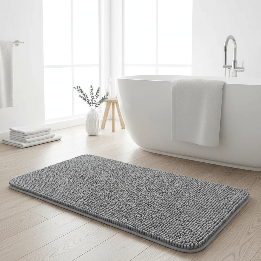 Bath Mat in Chenille, Rectangular, Non-Slip and Quick-Drying
