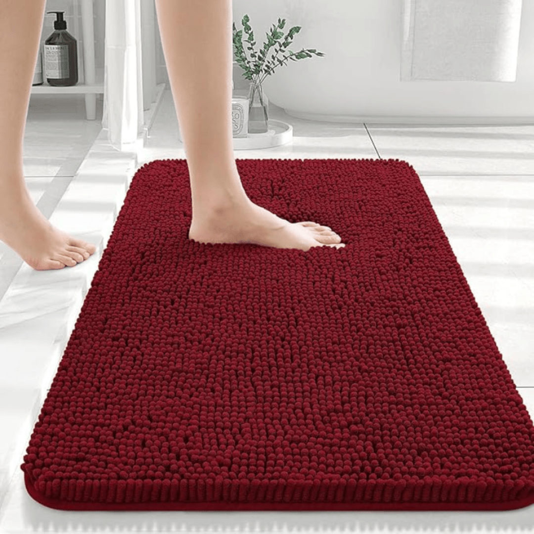 Bath Mat in Chenille, Rectangular, Non-Slip and Quick-Drying
