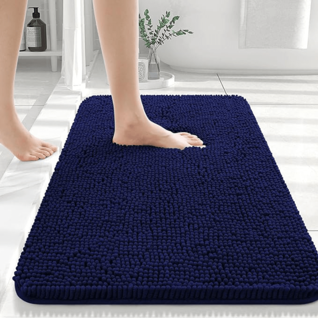 Bath Mat in Chenille, Rectangular, Non-Slip and Quick-Drying