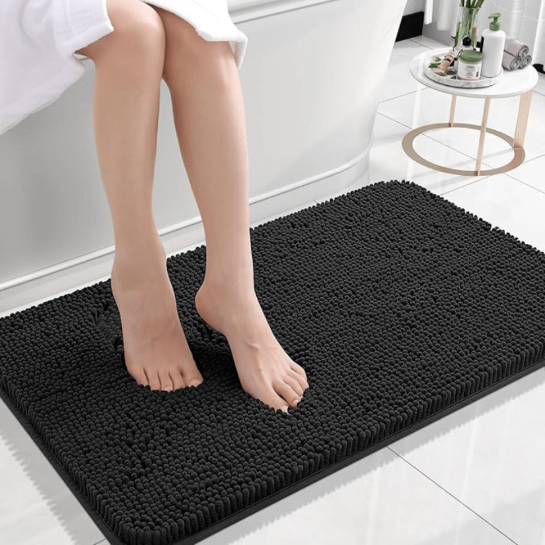 Bath Mat in Chenille, Rectangular, Non-Slip and Quick-Drying