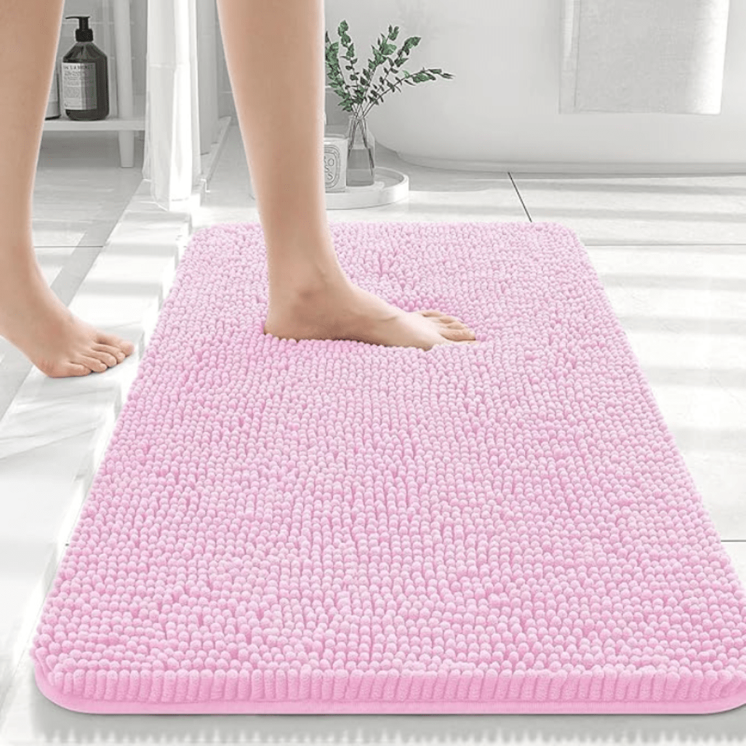 Bath Mat in Chenille, Rectangular, Non-Slip and Quick-Drying