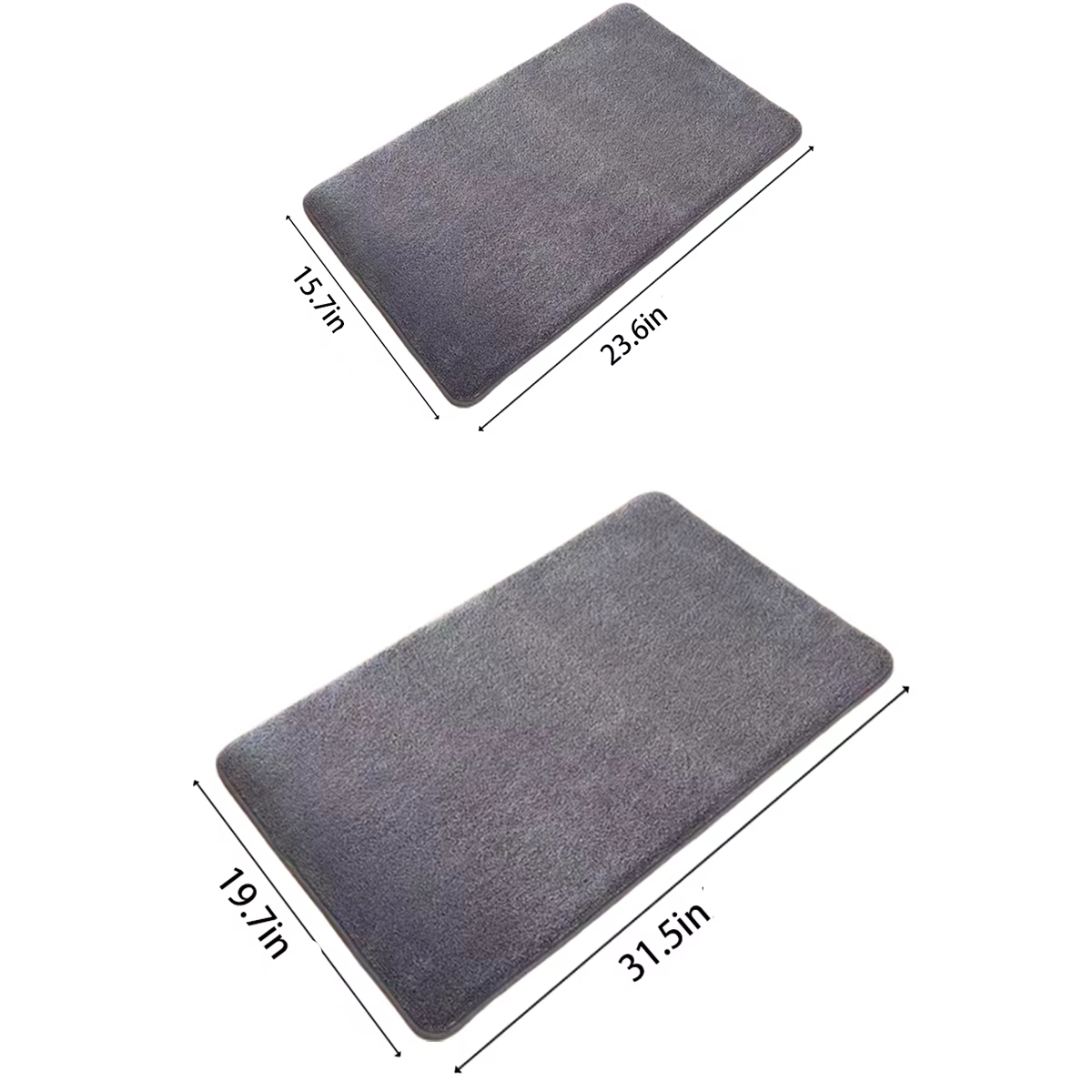 Bath Mat in Coral Velvet, Absorbent and Non-Slip, Rectangular