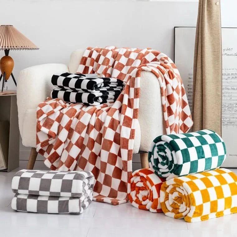 Blanket in Flannel Fleece with Check Pattern, Anti-Pilling Finish