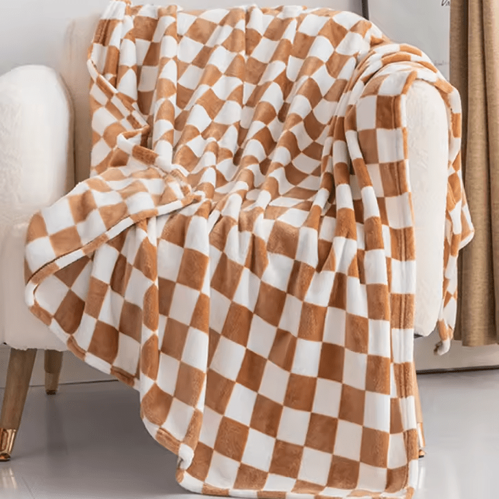 Blanket in Flannel Fleece with Check Pattern, Anti-Pilling Finish