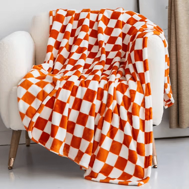 Blanket in Flannel Fleece with Check Pattern, Anti-Pilling Finish