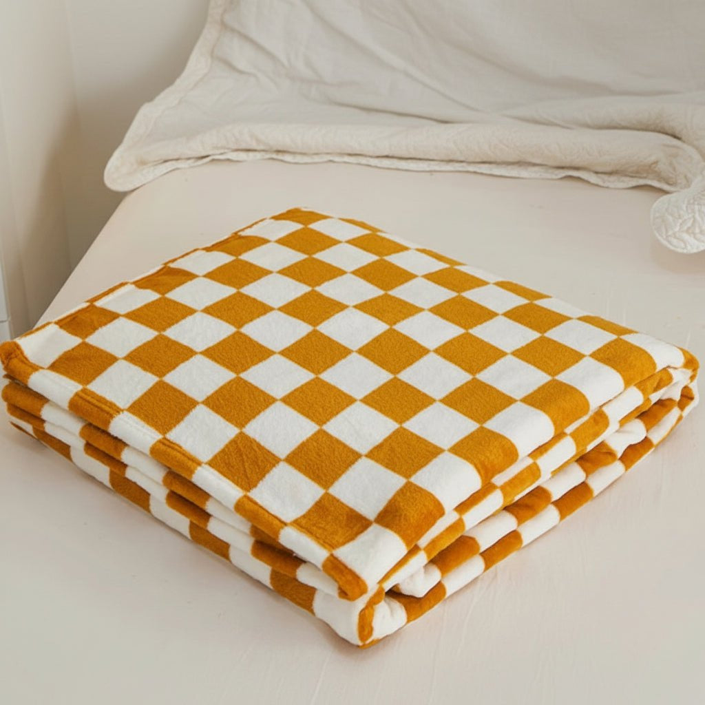 Blanket in Flannel Fleece with Check Pattern, Anti-Pilling Finish