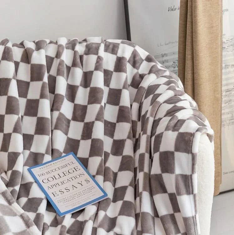 Blanket in Flannel Fleece with Check Pattern, Anti-Pilling Finish