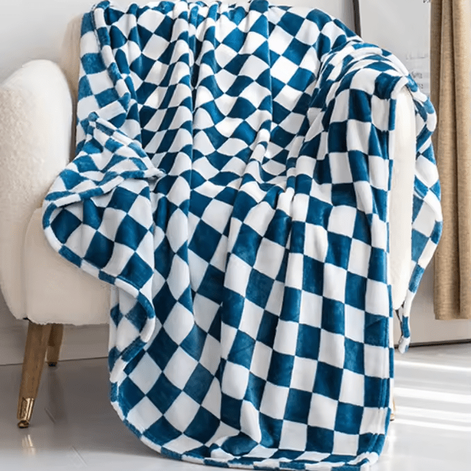 Blanket in Flannel Fleece with Check Pattern, Anti-Pilling Finish