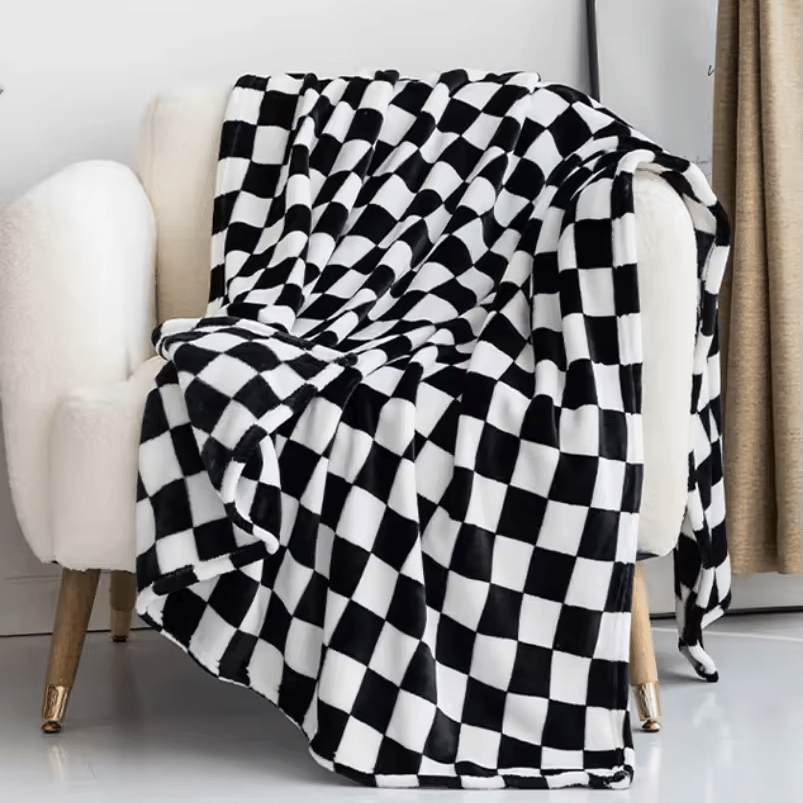 Blanket in Flannel Fleece with Check Pattern, Anti-Pilling Finish