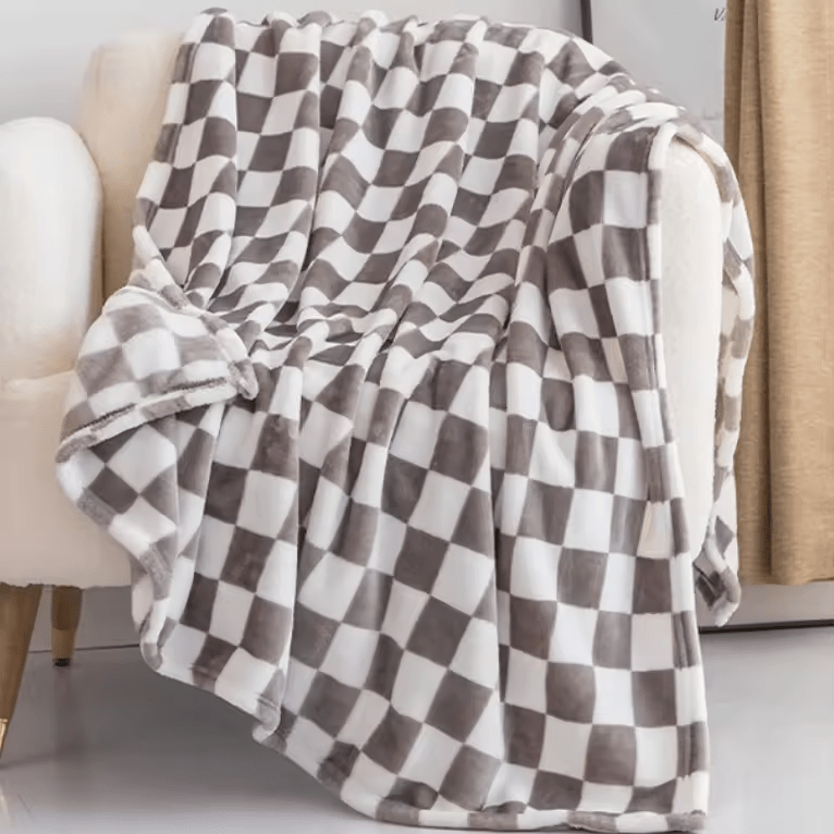 Blanket in Flannel Fleece with Check Pattern, Anti-Pilling Finish