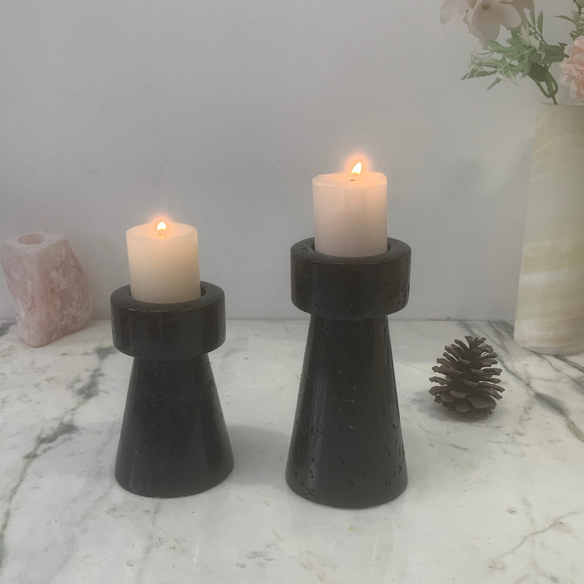 Candle Holder in Solid, Conical Base for Pillar Candles