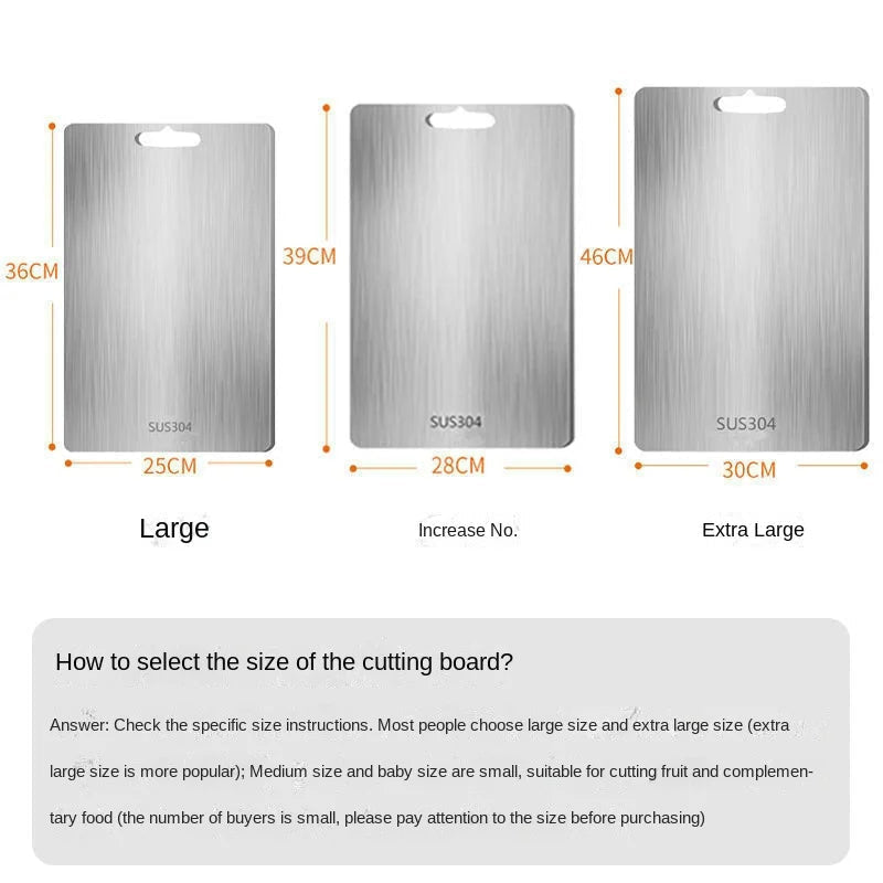 Chopping Board in Stainless Steel, Antibacterial with Grip Opening