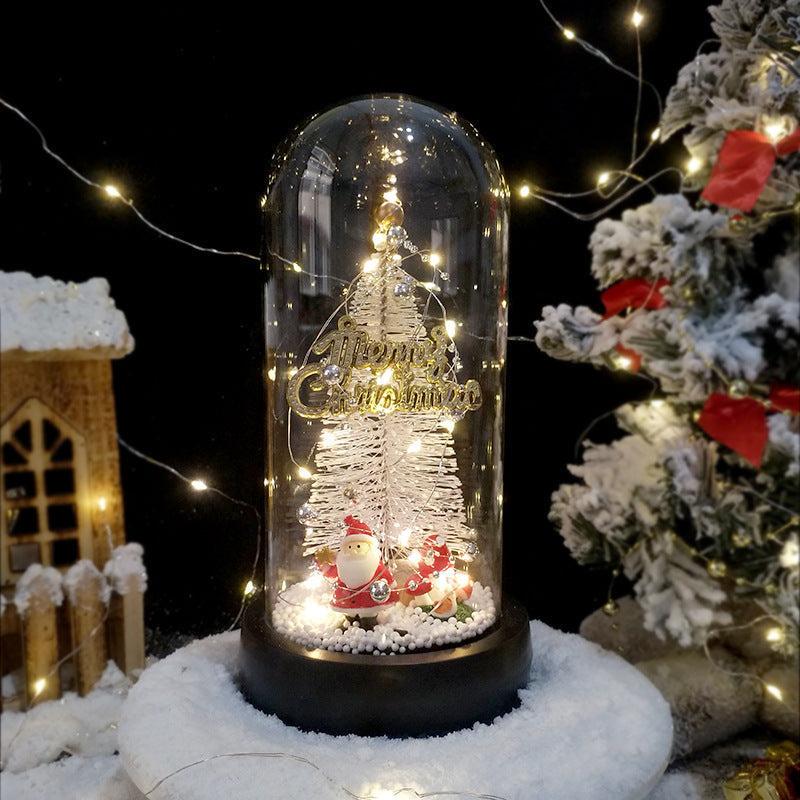 Christmas Decorations, LED Tree Under Glass Dome with Warm LEDs