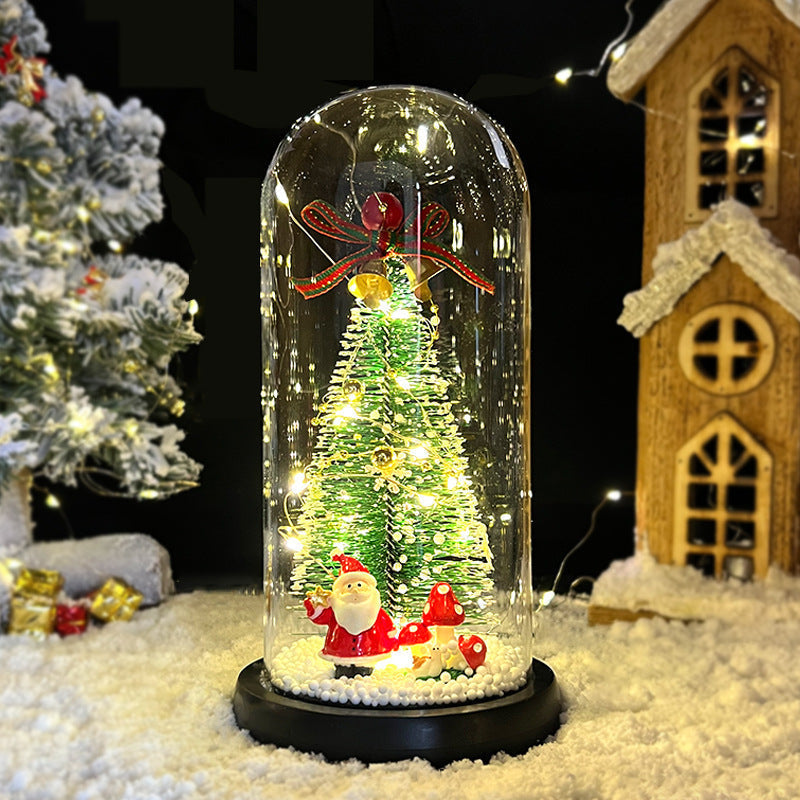 Christmas Decorations, LED Tree Under Glass Dome with Warm LEDs