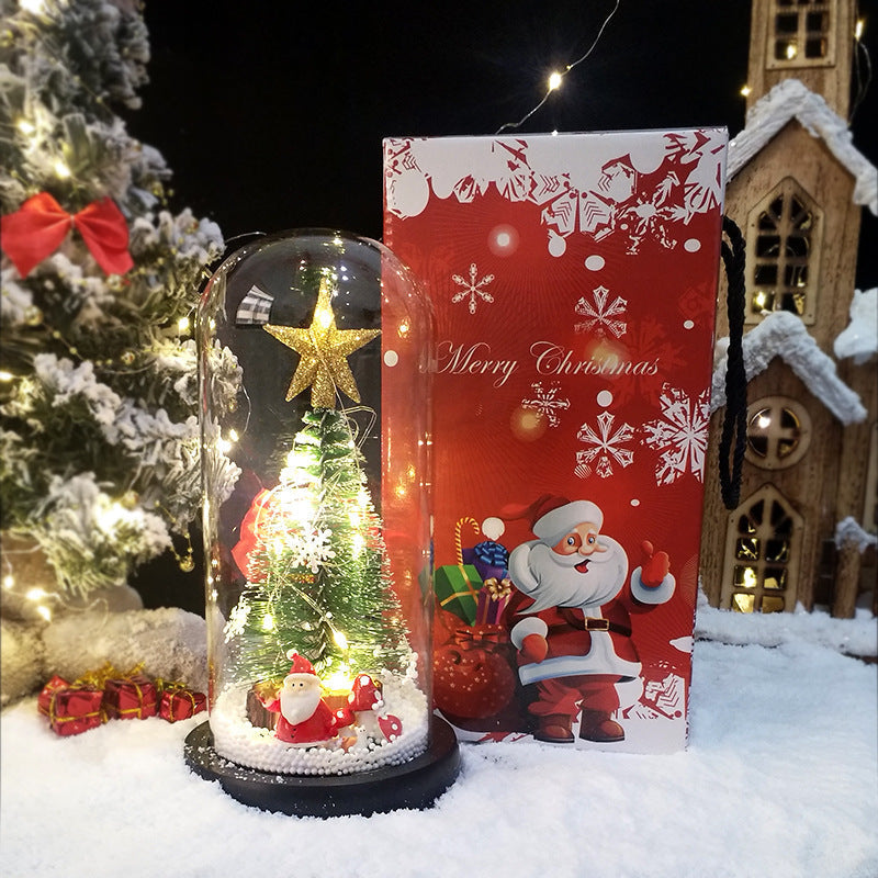 Christmas Decorations, LED Tree Under Glass Dome with Warm LEDs