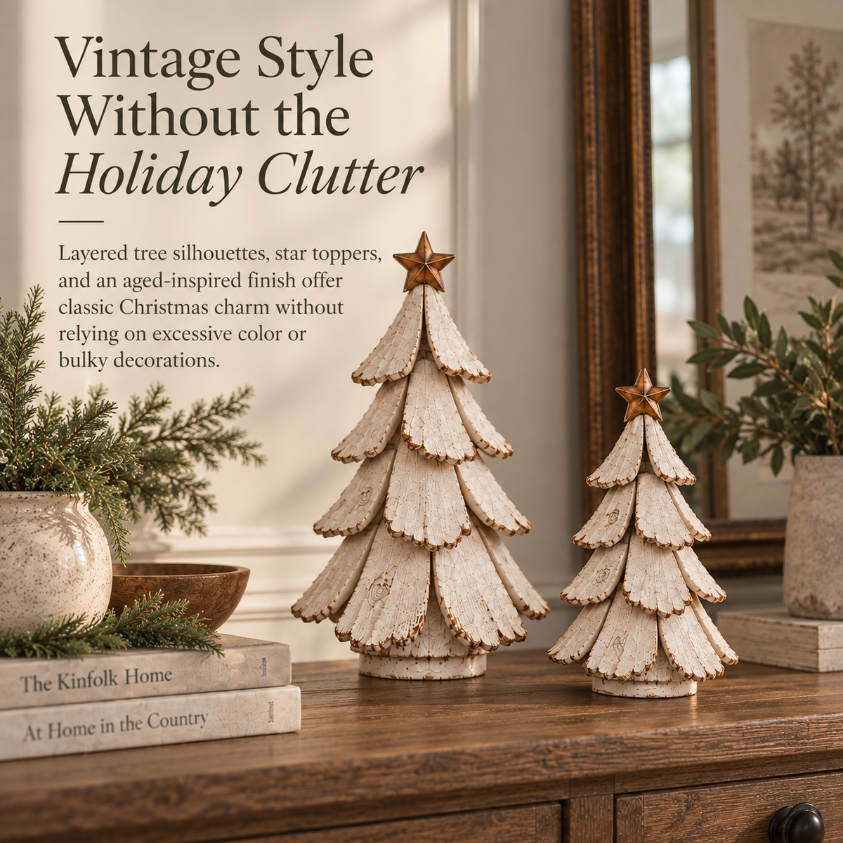 Christmas Decorations, Resin LED Tree Sculptures with Remote Control