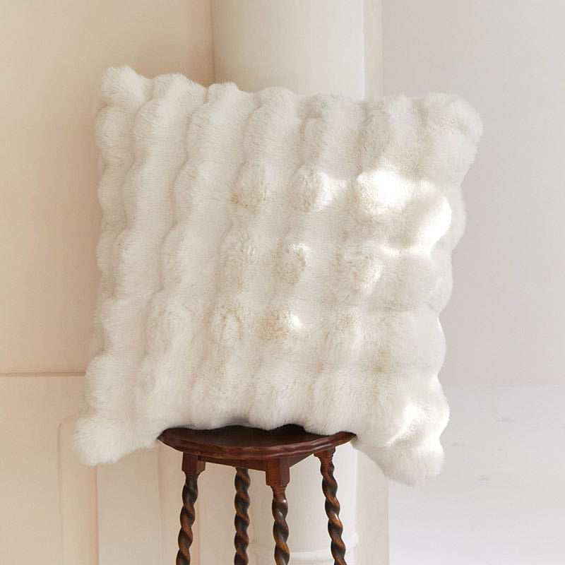 Cushion Cover in Soft Polyester Plush, Square Faux Rabbit Fur