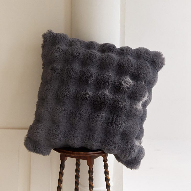 Cushion Cover in Soft Polyester Plush, Square Faux Rabbit Fur