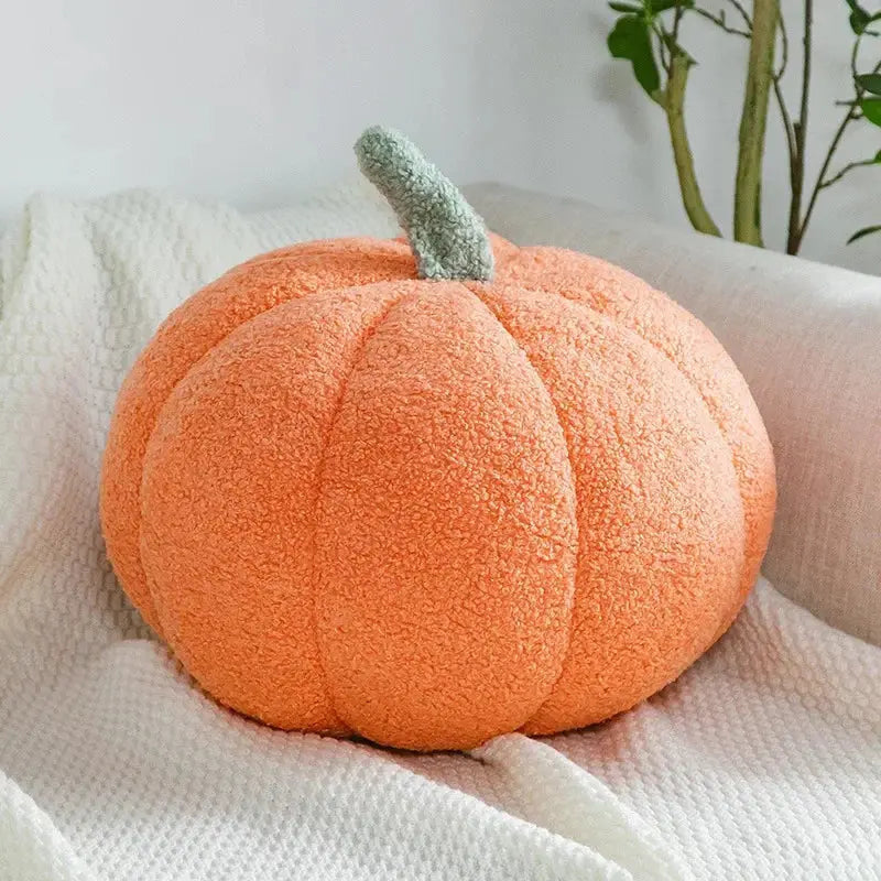 Cushion in Polyester Velvet, Pumpkin Shape with Contrast Stem