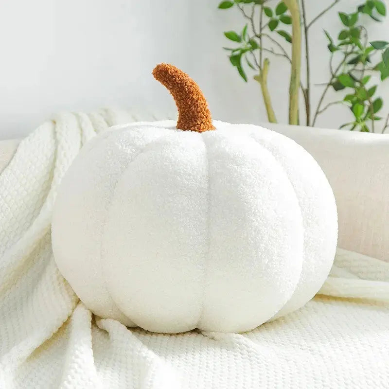 Cushion in Polyester Velvet, Pumpkin Shape with Contrast Stem