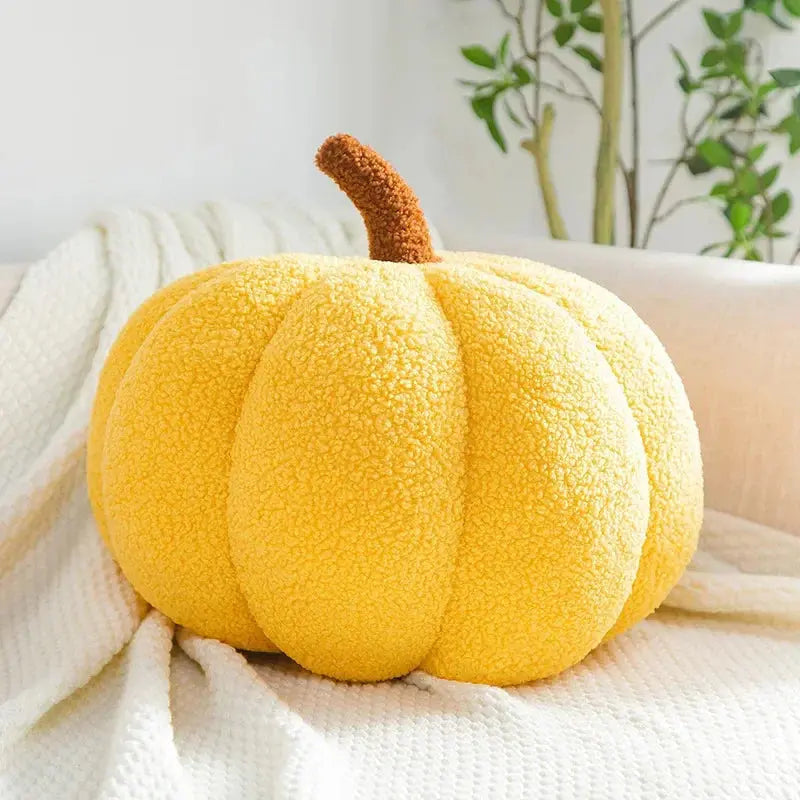 Cushion in Polyester Velvet, Pumpkin Shape with Contrast Stem