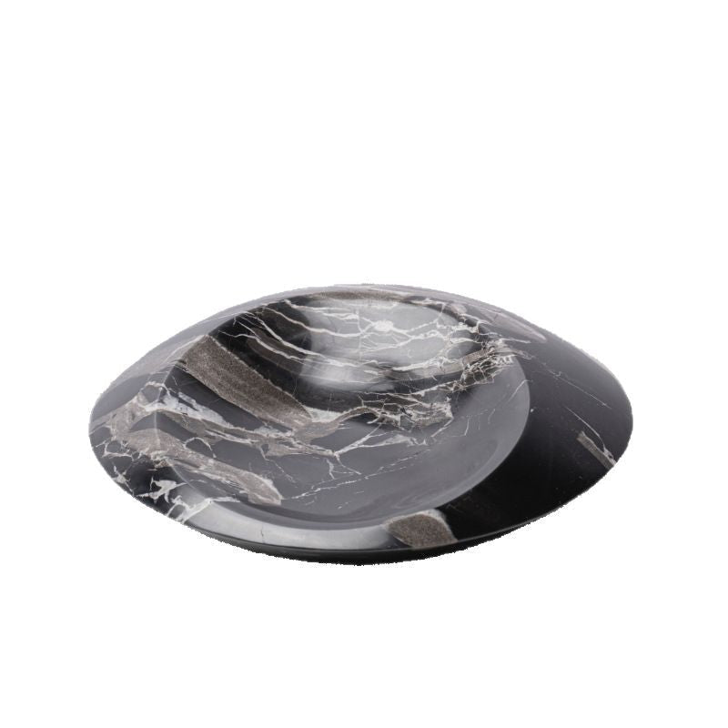 Decorative Bowl in Solid Natural Marble with a Wide Sloping Rim