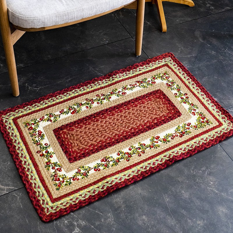 Door Mat in Hand-Braided Natural Jute, Rectangular Entrance Rug