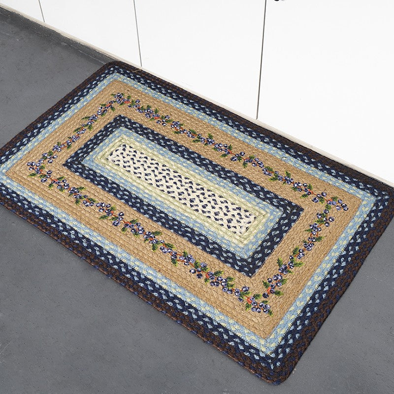 Door Mat in Hand-Braided Natural Jute, Rectangular Entrance Rug