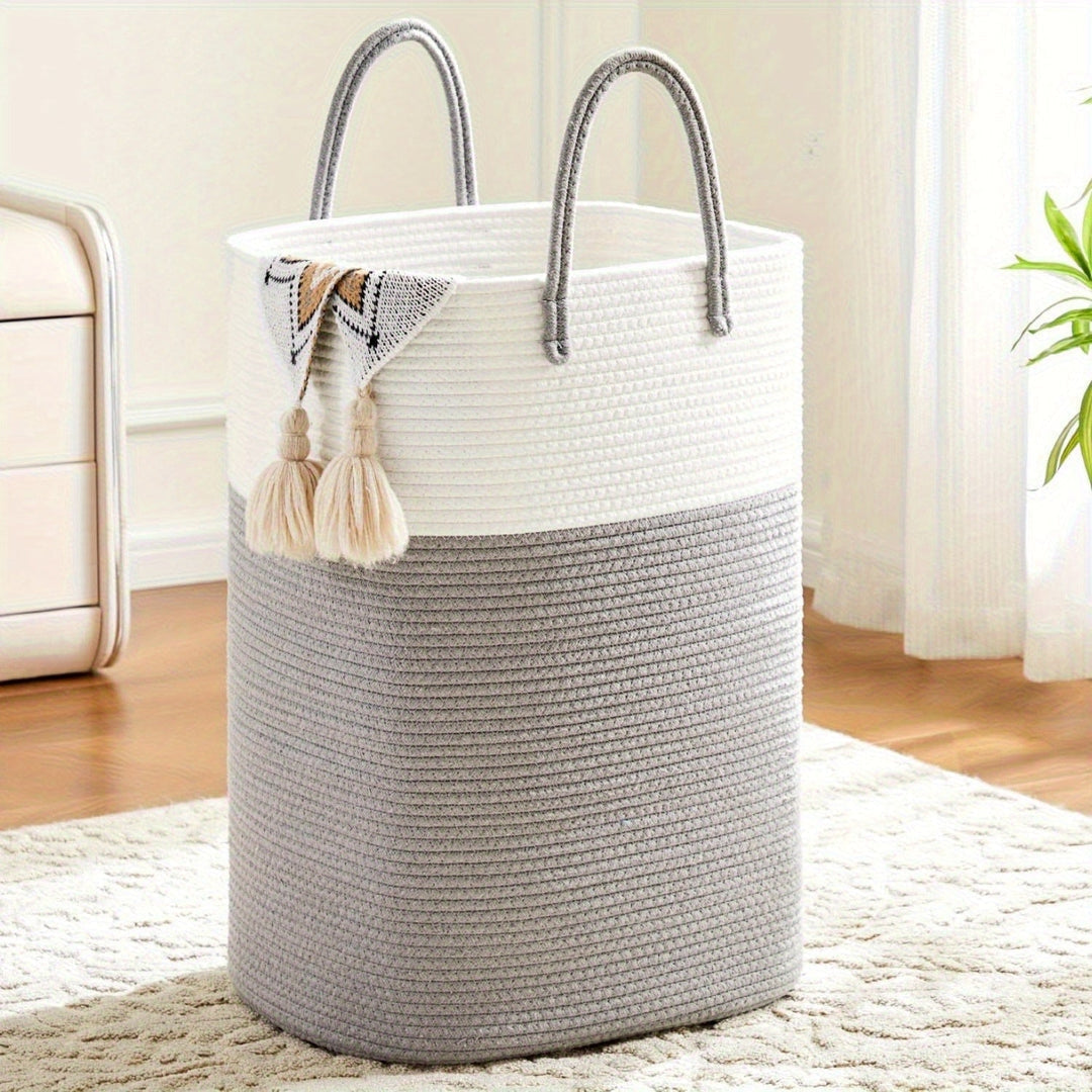 Laundry Basket with Carry Handles, Open-Top Woven Design
