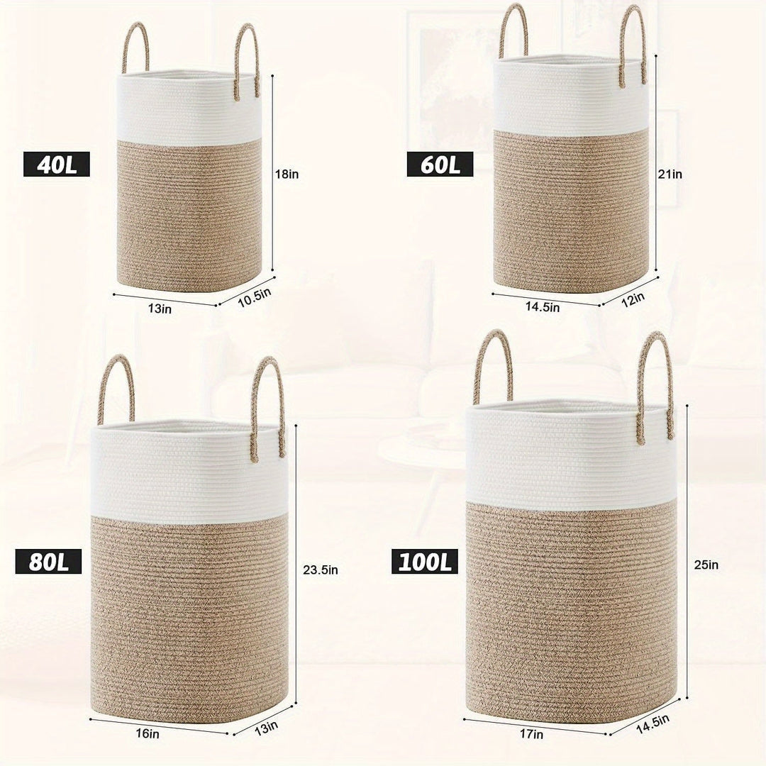 Laundry Basket with Carry Handles, Open-Top Woven Design