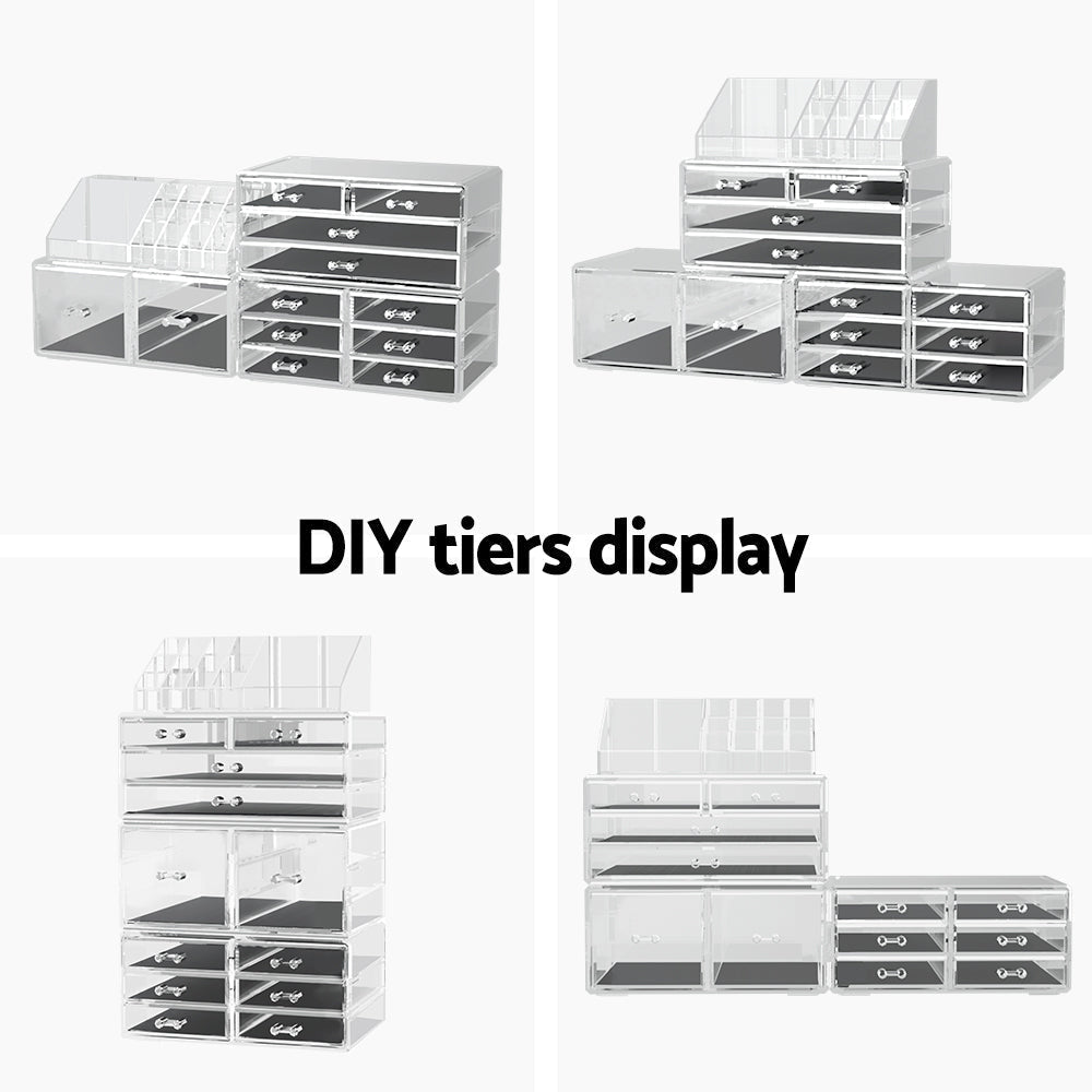 Makeup Organiser in Acrylic, Stackable Modules with Drawers