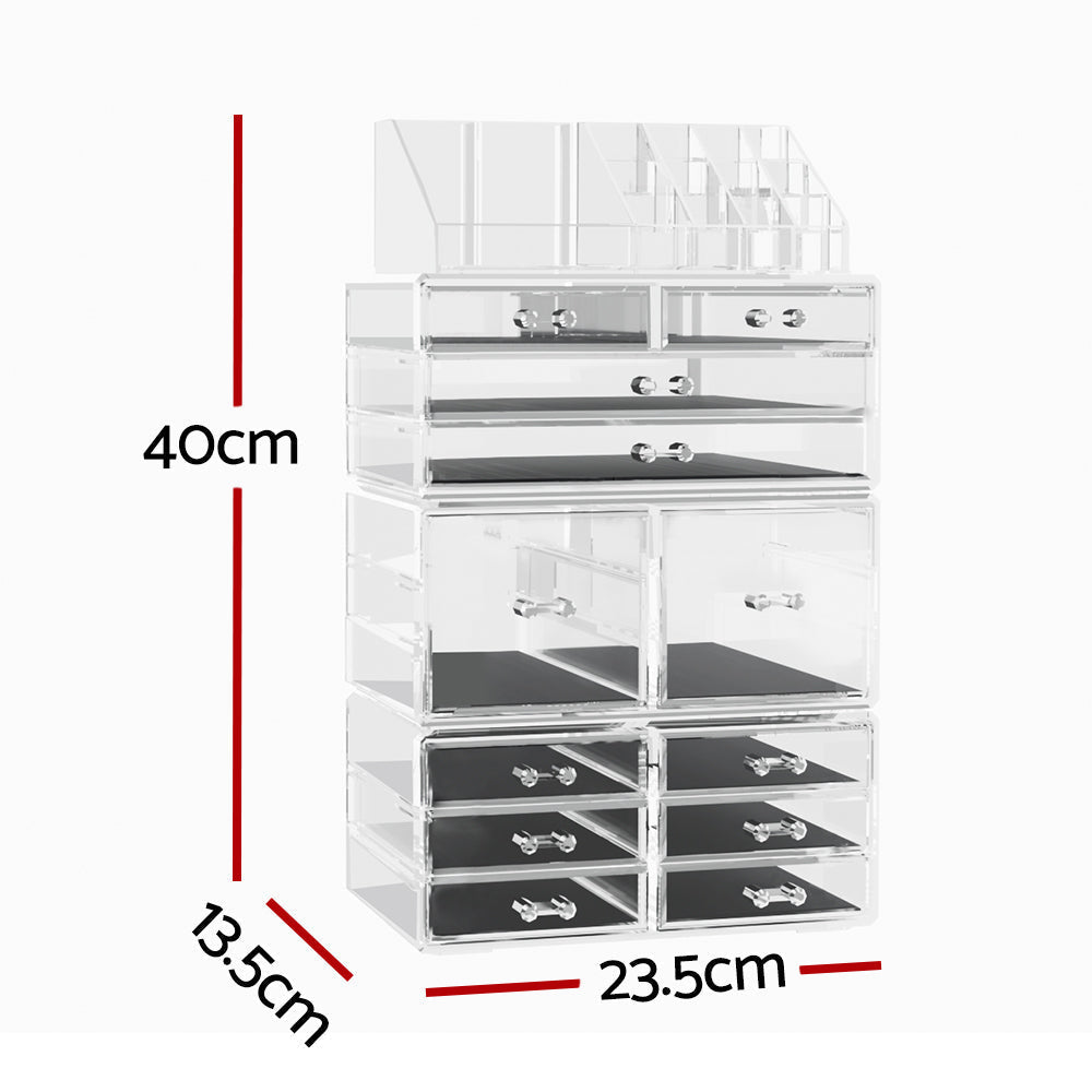Makeup Organiser in Acrylic, Stackable Modules with Drawers