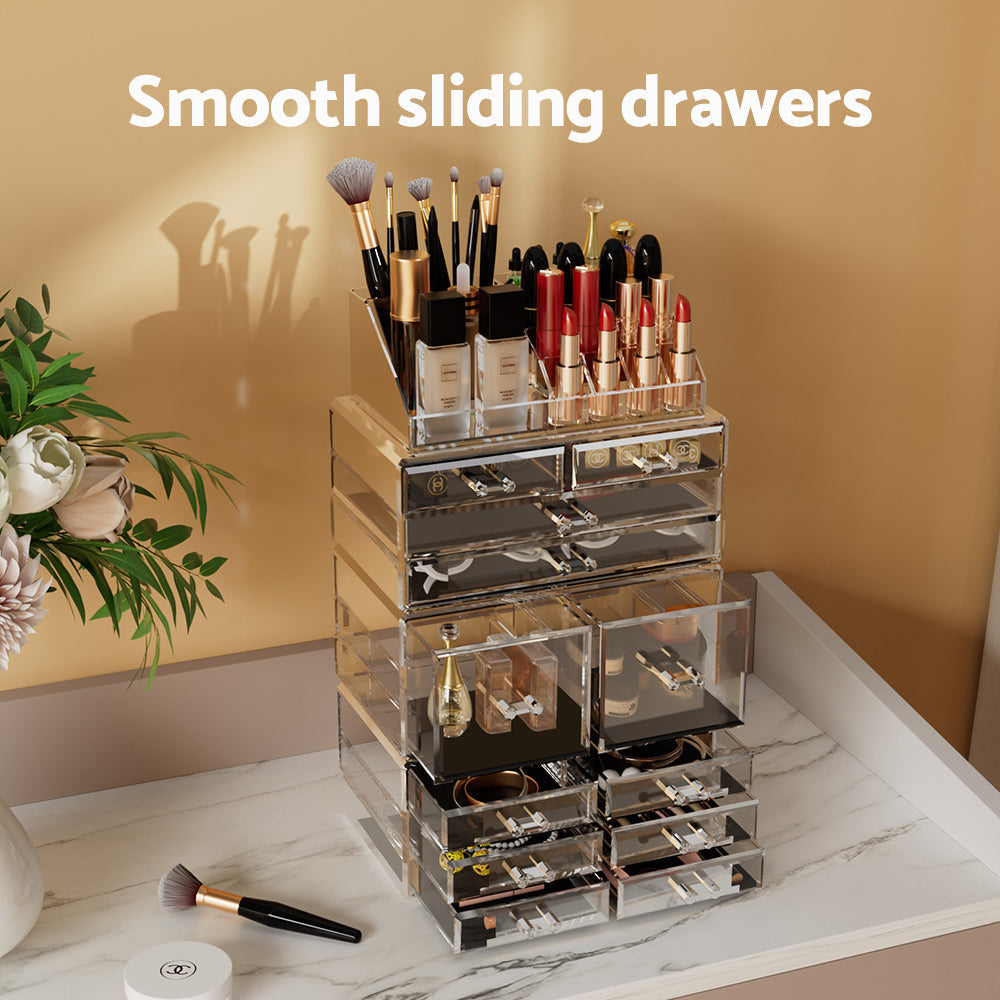 Makeup Organiser in Acrylic, Stackable Modules with Drawers