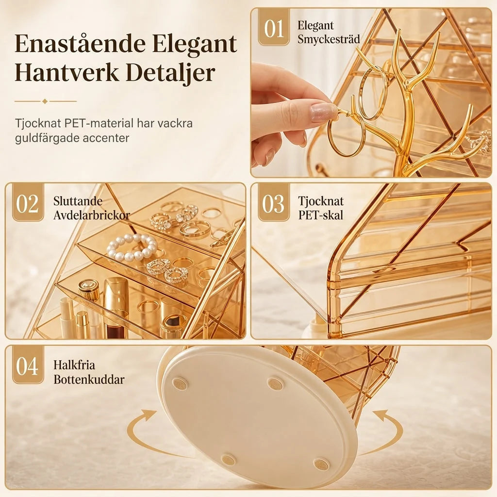 Makeup Organiser with 360° Rotation, Double-Sided Compartments and Non-Slip Base