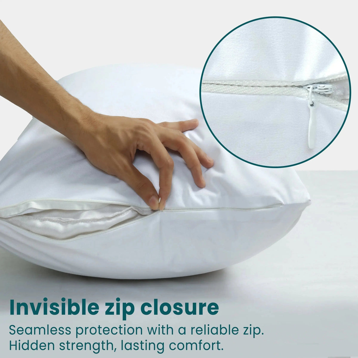 Pillow Protector, Waterproof, Machine Washable with Zip Closure