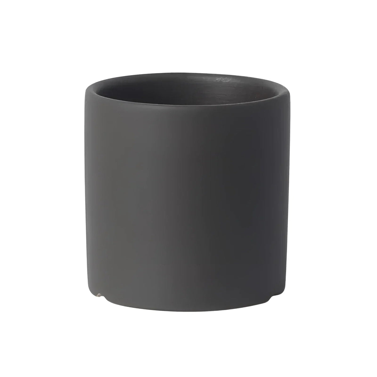 Plant Pot in Glazed Ceramic with Drainage Hole, Cylindrical Indoor Planter